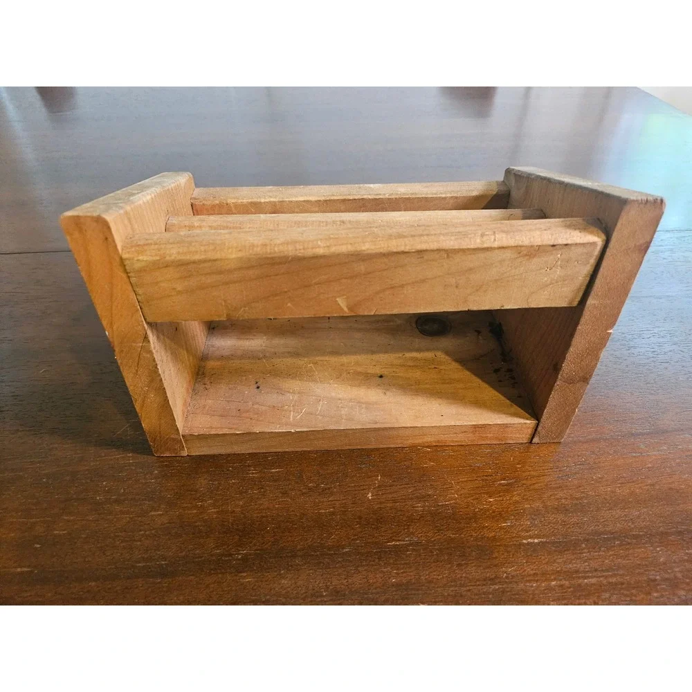 Wooden Mail Organizer Box Brown Heart Cutout Rustic